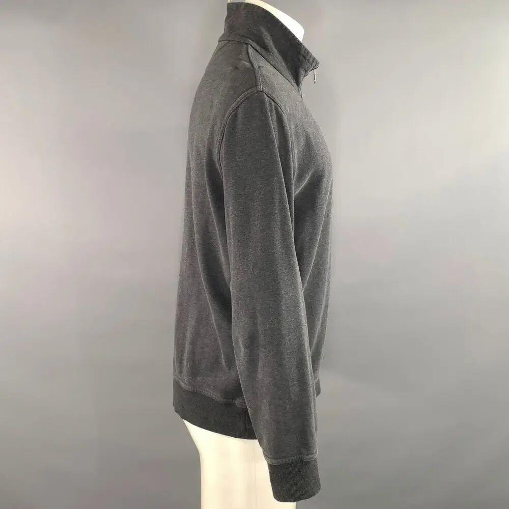 BRUNELLO CUCINELLI Size M Grey Heather Cotton 1/2 zip Pullover